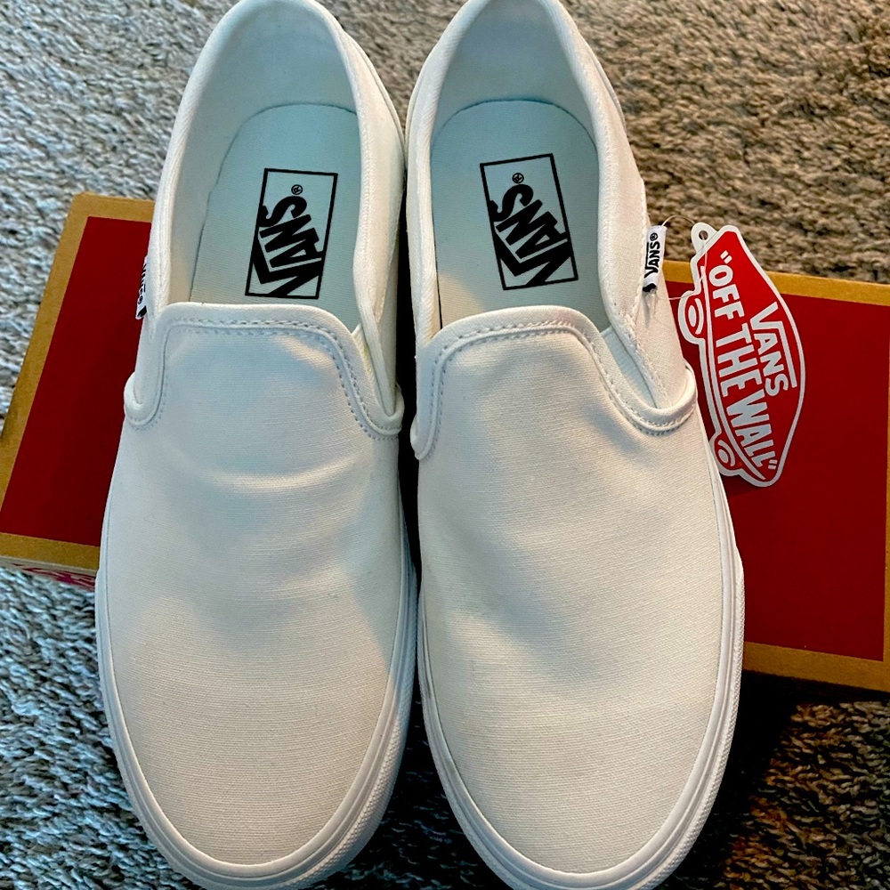 White Vans Slip On